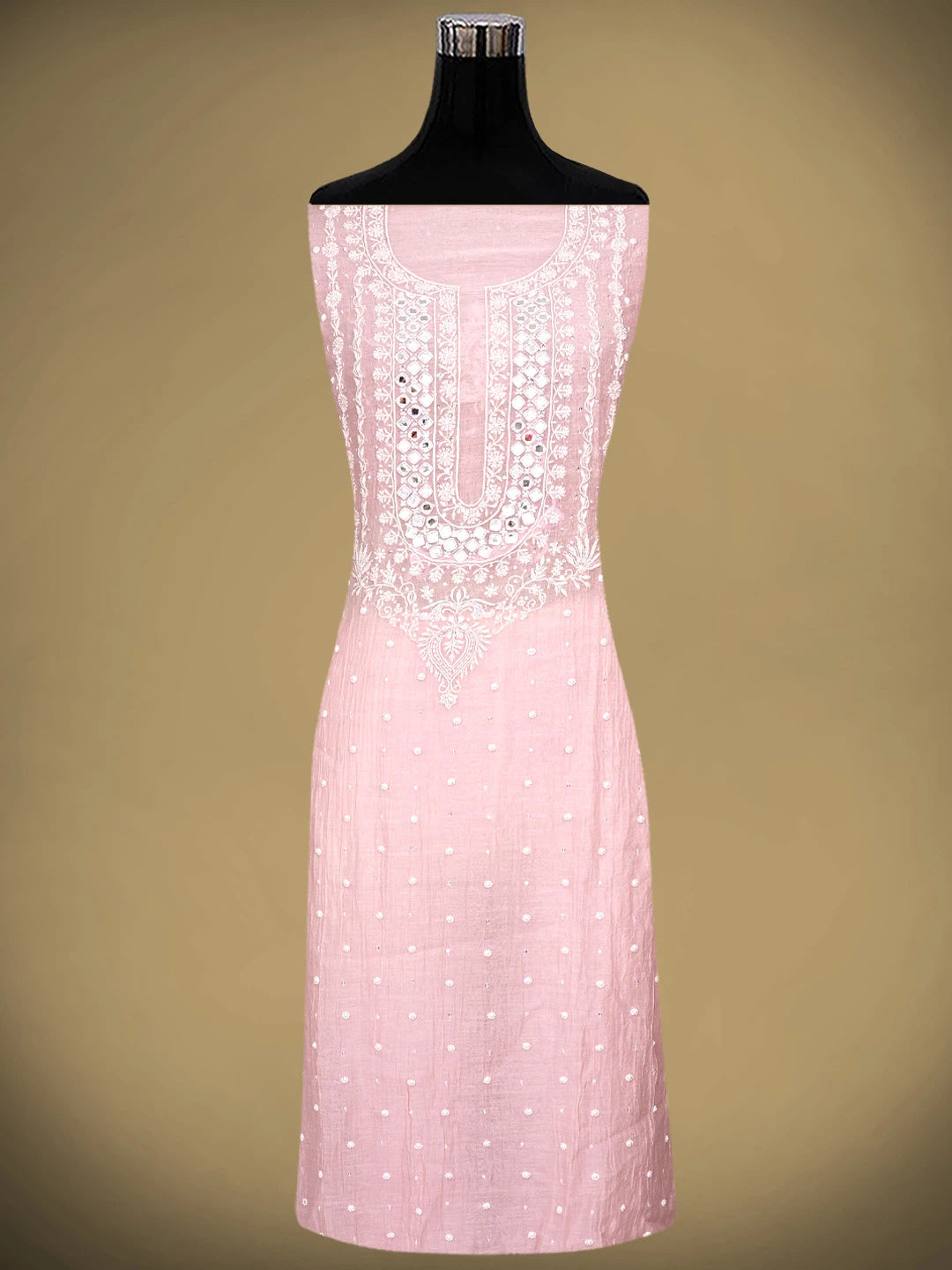 Ada Hand Embroidered Cherry Blossom Pink Chanderi Lucknowi Chikankari  Semi-stitched Kurta Dupatta Set With Sequinned Work 01A896276