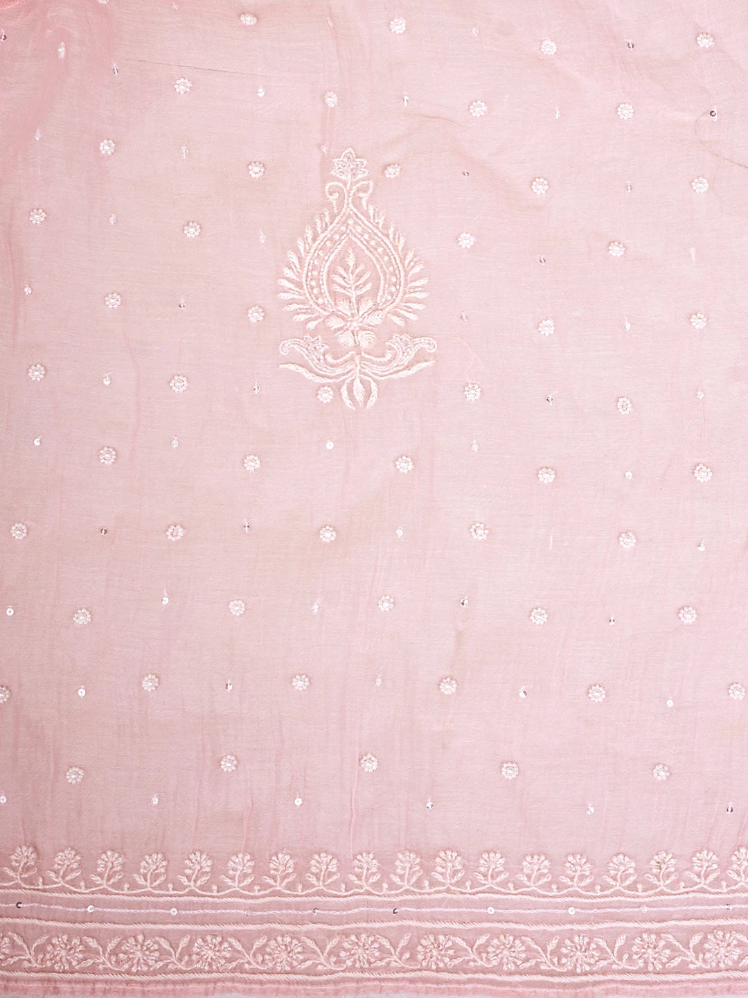 Ada Hand Embroidered Cherry Blossom Pink Chanderi Lucknowi Chikankari  Semi-stitched Kurta Dupatta Set With Sequinned Work 01A896276