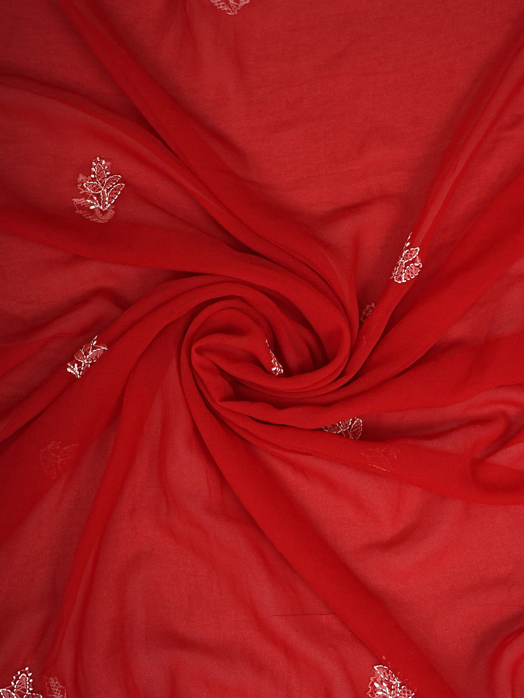 Ada Hand Embroidered Red Georgette Lucknowi Chikankari Unstitched Suit Piece 01A907703