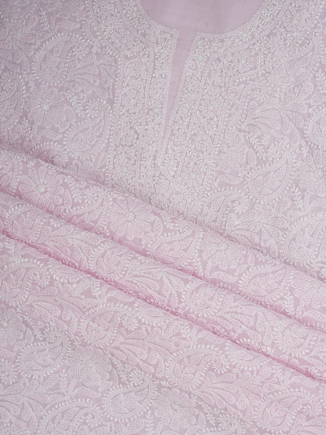 Ada Hand Embroidered Light Pink Cotton Lucknowi Chikankari Unstitched Suit Piece with Chiffon Dupatta 01A932473