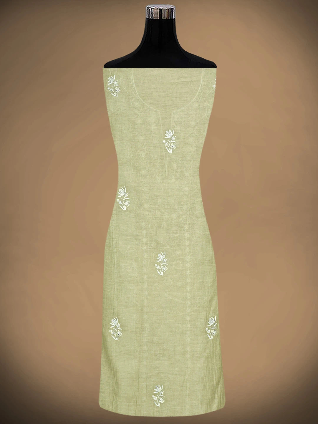 Ada Hand Embroidered Pista Green Chanderi Lucknowi Chikankari Unstitched Kurta Dupatta Set With Cutdana Work 01A922107