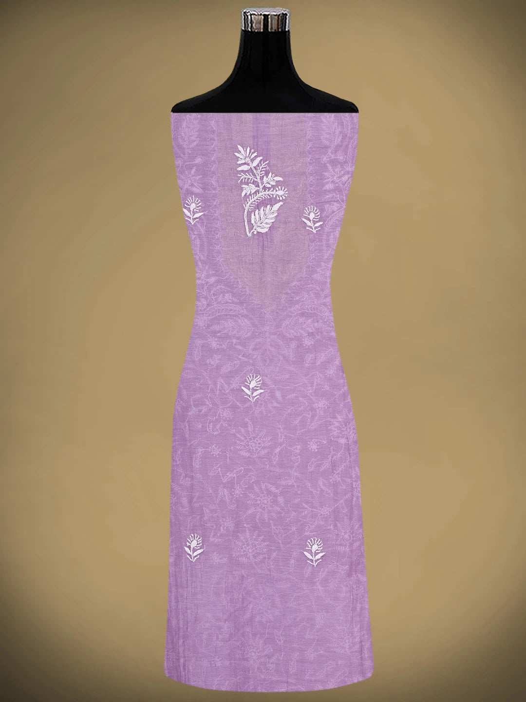 Ada Hand Embroidered Mauve Chanderi Lucknowi Chikankari Unstitched Kurta Dupatta Set With Sequinned Work 01A898252