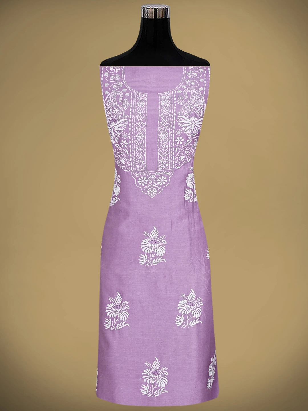 Ada Hand Embroidered Mauve Chanderi Lucknowi Chikankari Kurta Dupatta Set 01A932536