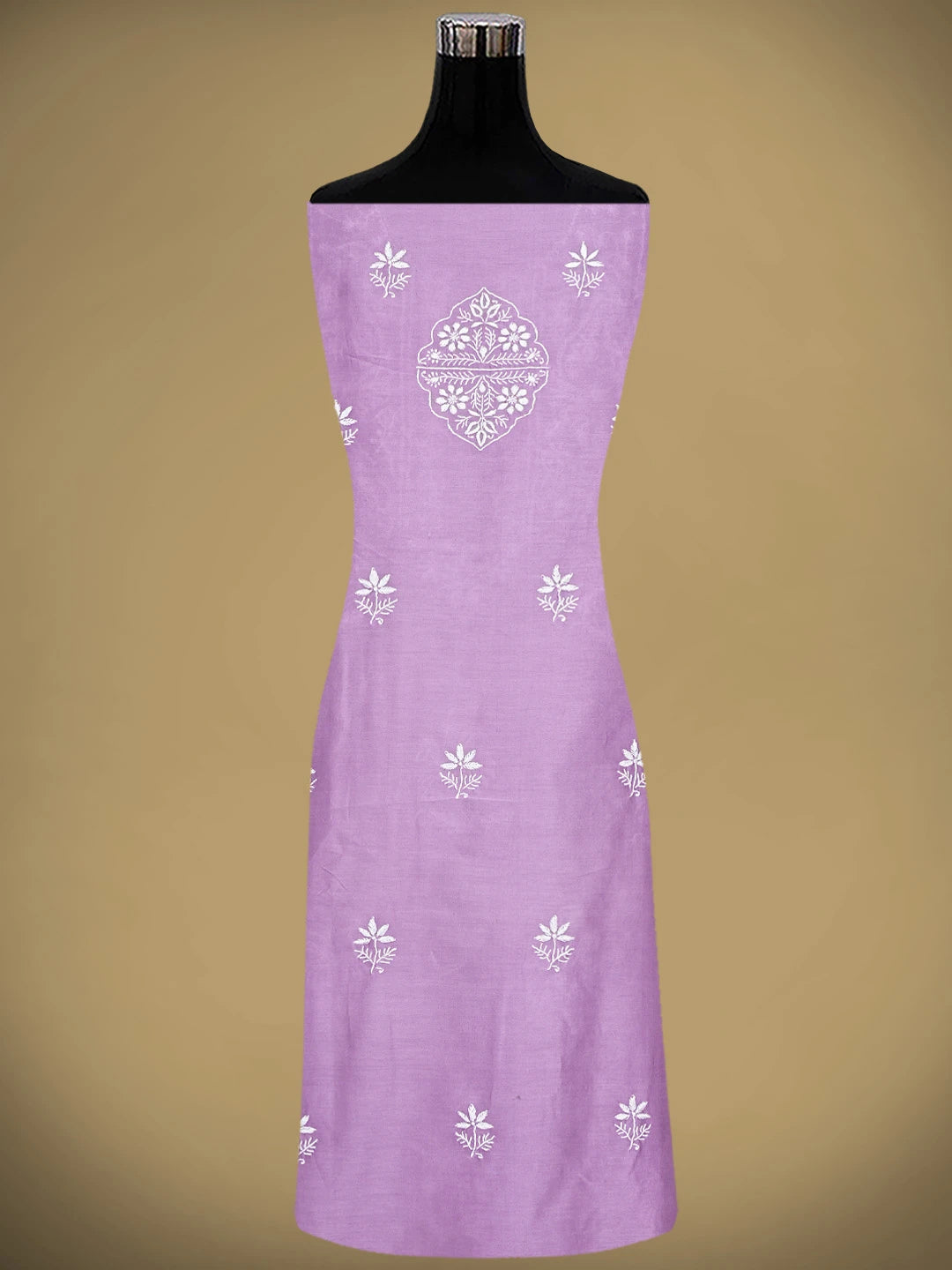 Ada Hand Embroidered Mauve Chanderi Lucknowi Chikankari Kurta Dupatta Set 01A932536