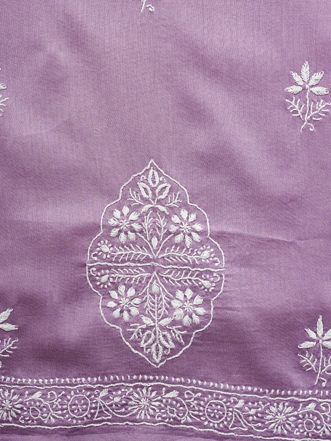Ada Hand Embroidered Mauve Chanderi Lucknowi Chikankari Kurta Dupatta Set 01A932536