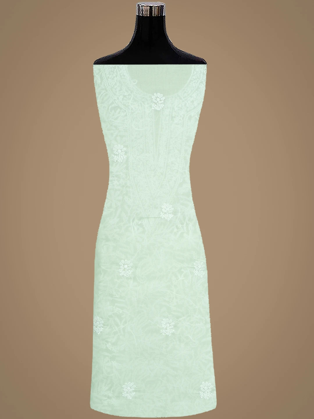 Ada Hand Embroidered Light Green Cotton Lucknowi Chikankari Unstitched Suit Piece with Chiffon Dupatta 01A932472
