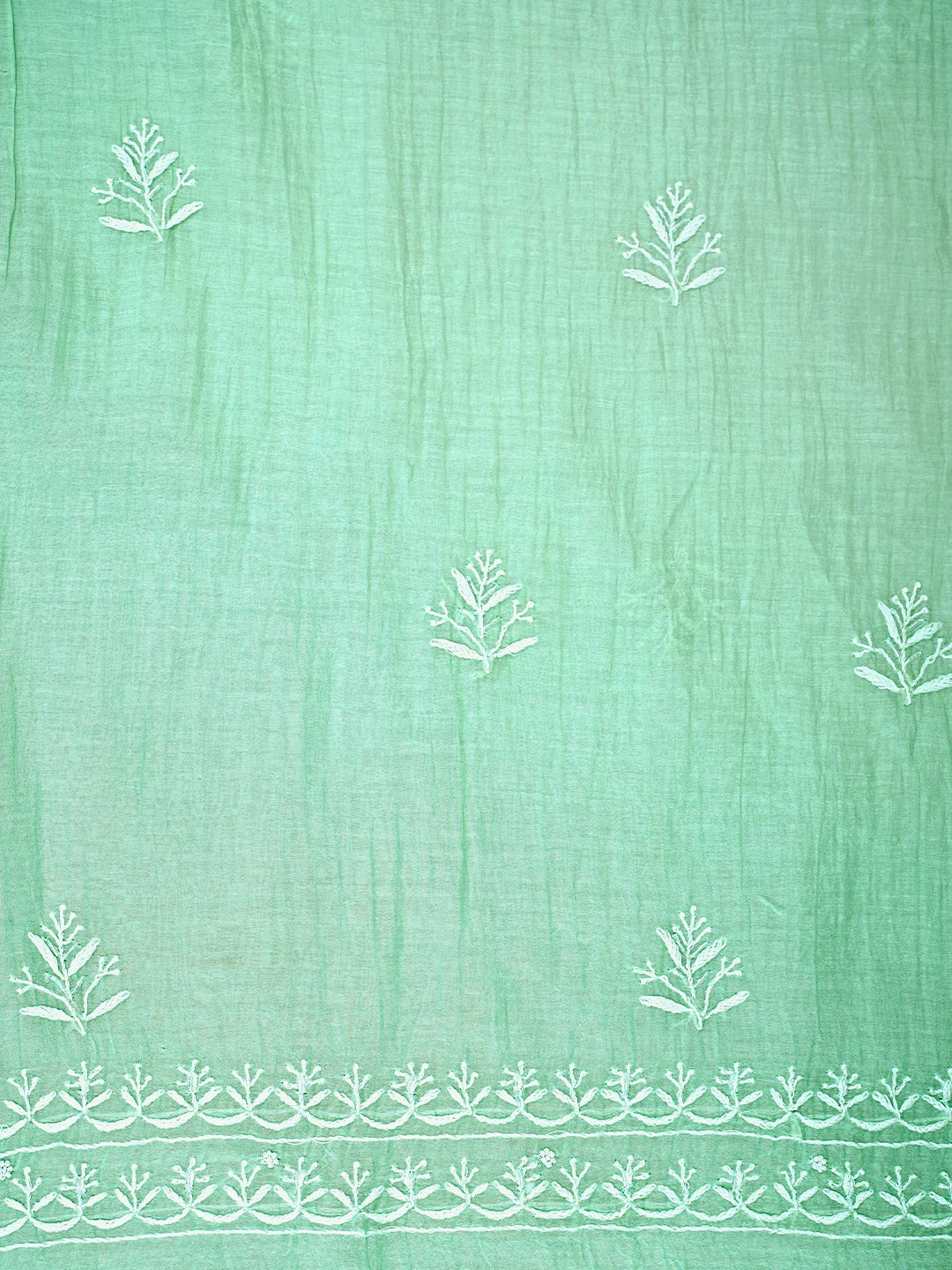 Ada Hand Embroidered Celadon Green Chanderi Lucknowi Chikankari Unstitched Kurta Dupatta Set With Cutdana Work 01A922086
