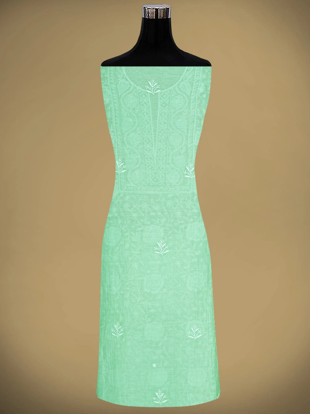 Ada Hand Embroidered Celadon Green Chanderi Lucknowi Chikankari Unstitched Kurta Dupatta Set With Cutdana Work 01A922086