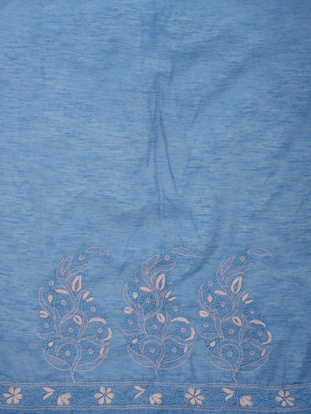 Ada Hand Embroidered Denim Blue Chanderi Lucknowi Chikankari Semi Stitched Kurta Dupatta Set 01A932557