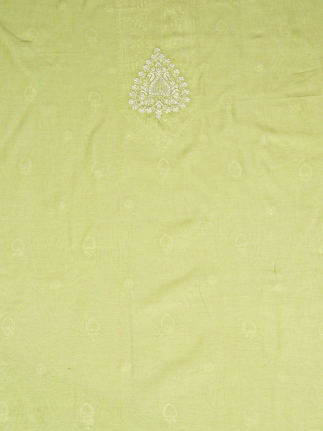 Ada Hand Embroidered Lime Green Chanderi Lucknowi Chikankari Unstitched Men's Kurta With Pearl Work 01A915308