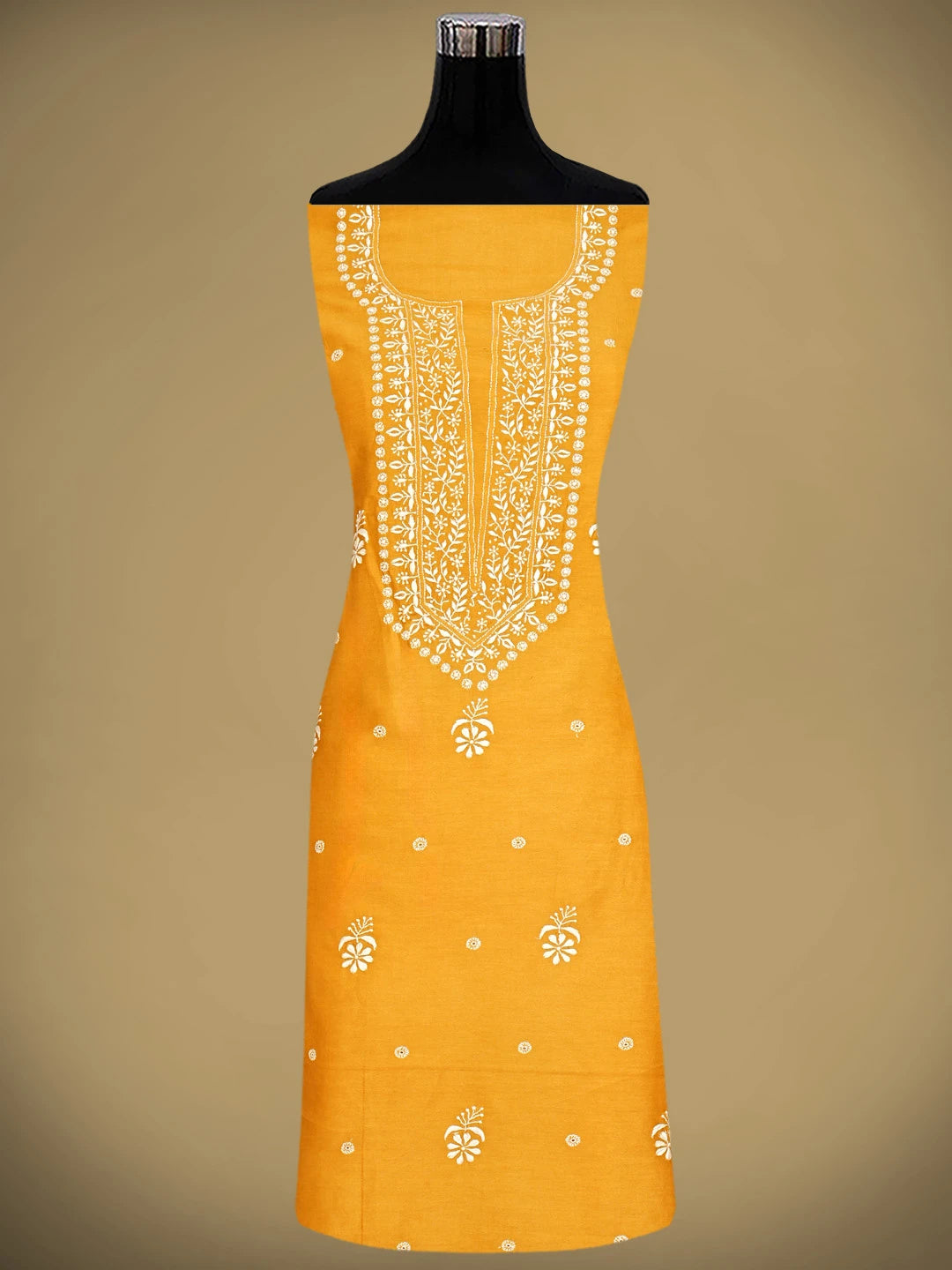 Ada Hand Embroidered Dark Orange Chanderi Lucknowi Chikankari Unstitched Suit Piece 01A932549