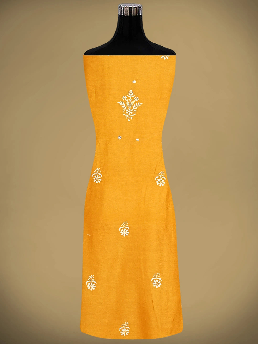Ada Hand Embroidered Dark Orange Chanderi Lucknowi Chikankari Unstitched Suit Piece 01A932549