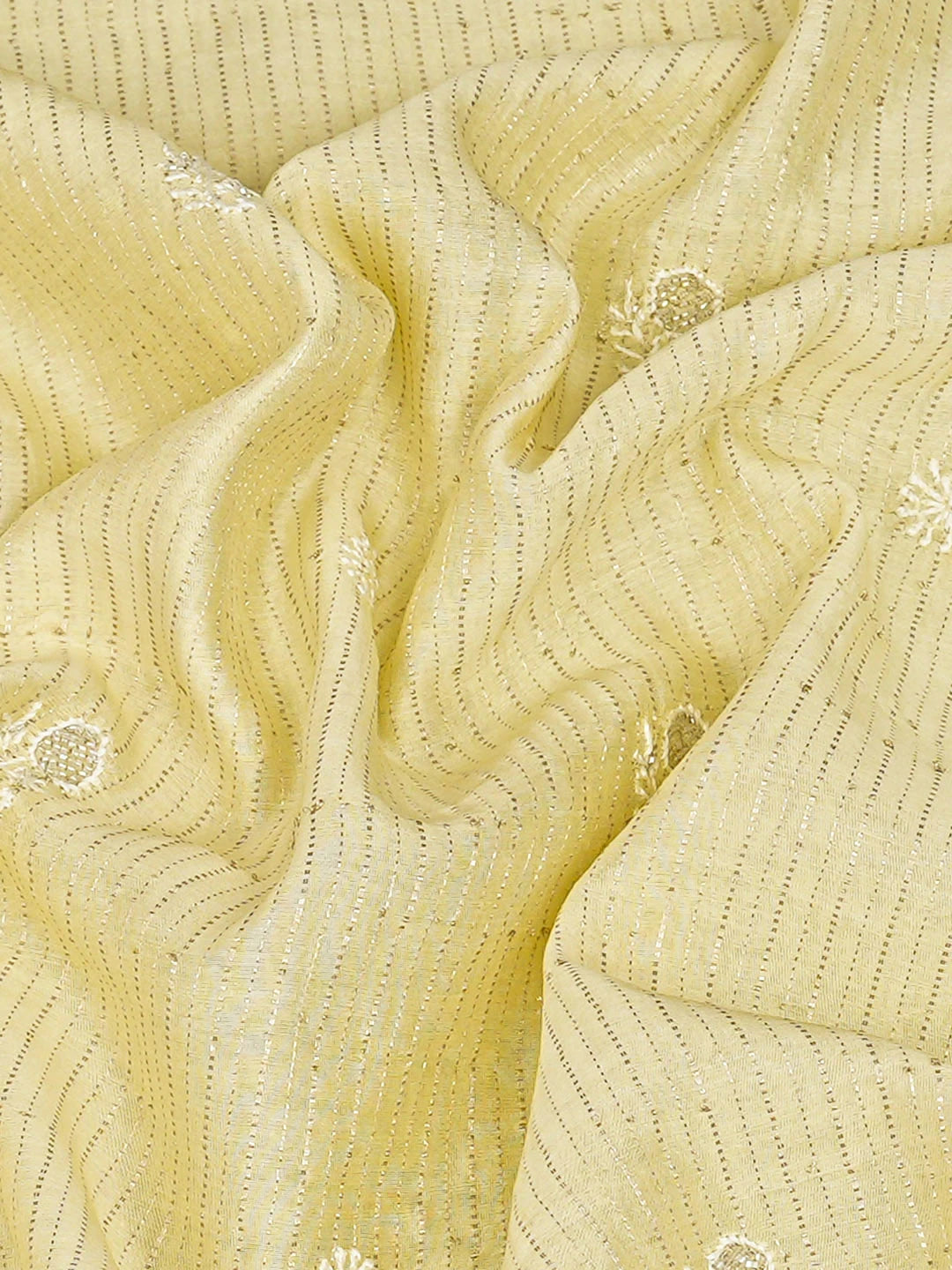 Ada Hand Embroidered Lemon Chanderi Lucknowi Chikankari Unstitched Men's Kurta With Cutdana Work 01A902260
