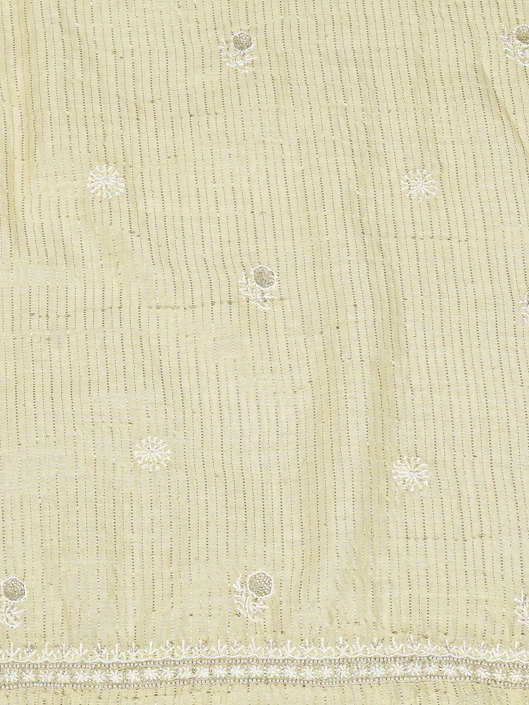 Ada Hand Embroidered Lemon Chanderi Lucknowi Chikankari Unstitched Men's Kurta With Cutdana Work 01A902260