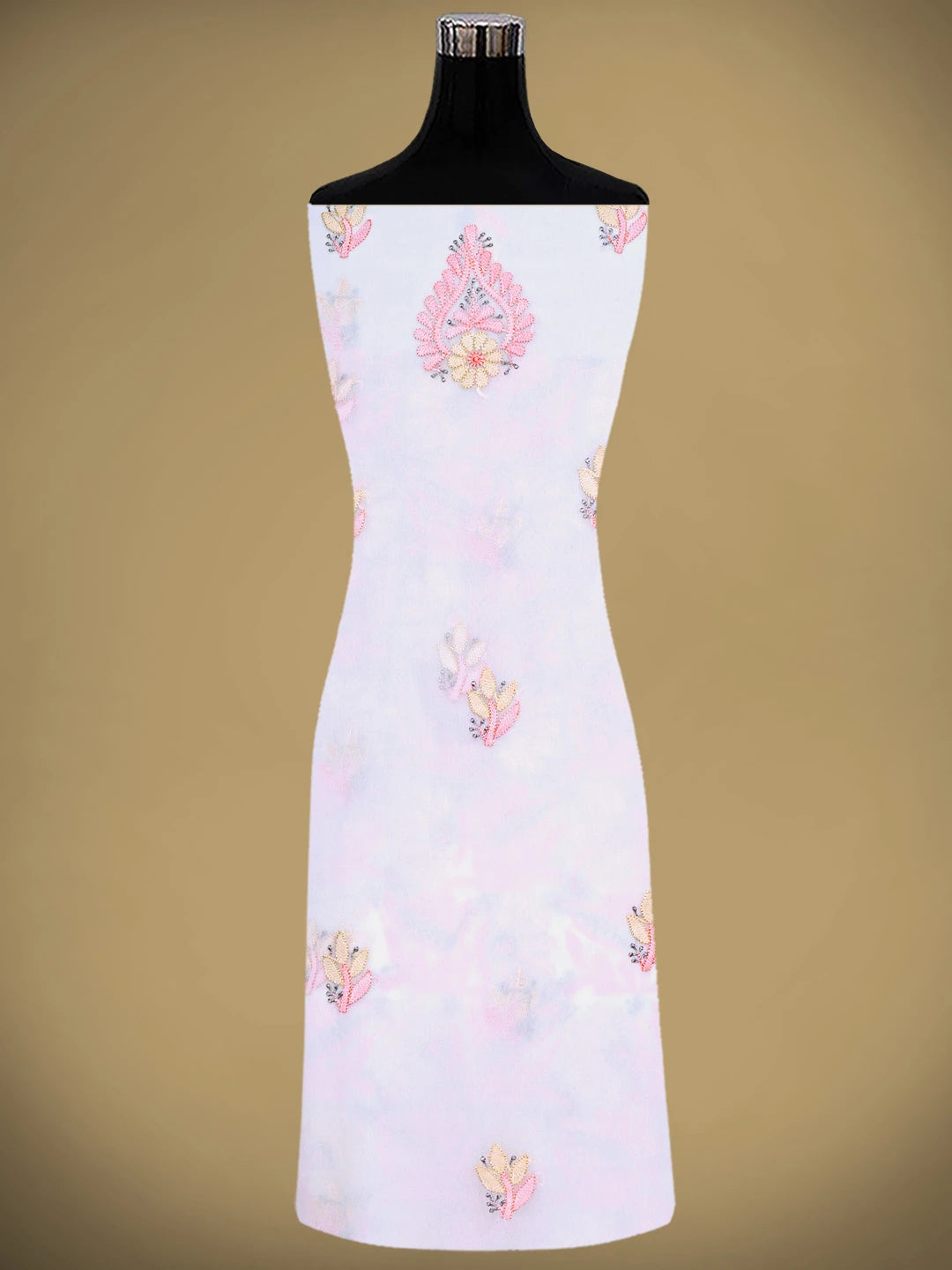 Ada Hand Embroidered White Ivory Georgette Lucknowi Chikankari Unstitched Suit Piece 01A931600