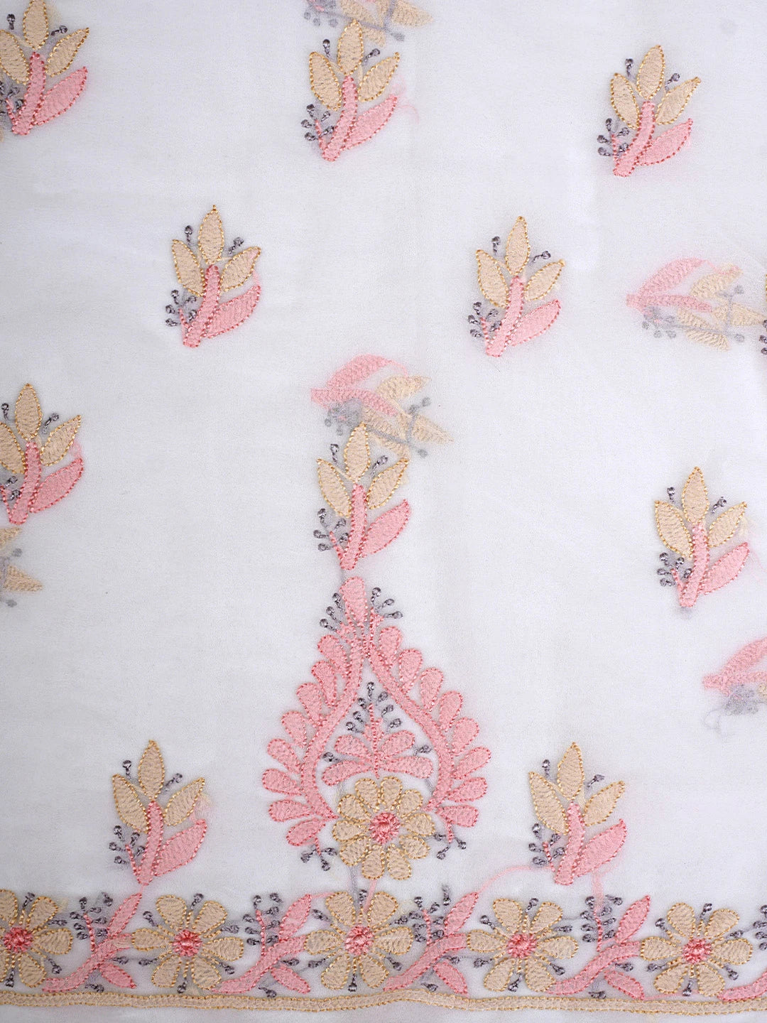 Ada Hand Embroidered White Ivory Georgette Lucknowi Chikankari Unstitched Suit Piece 01A931600