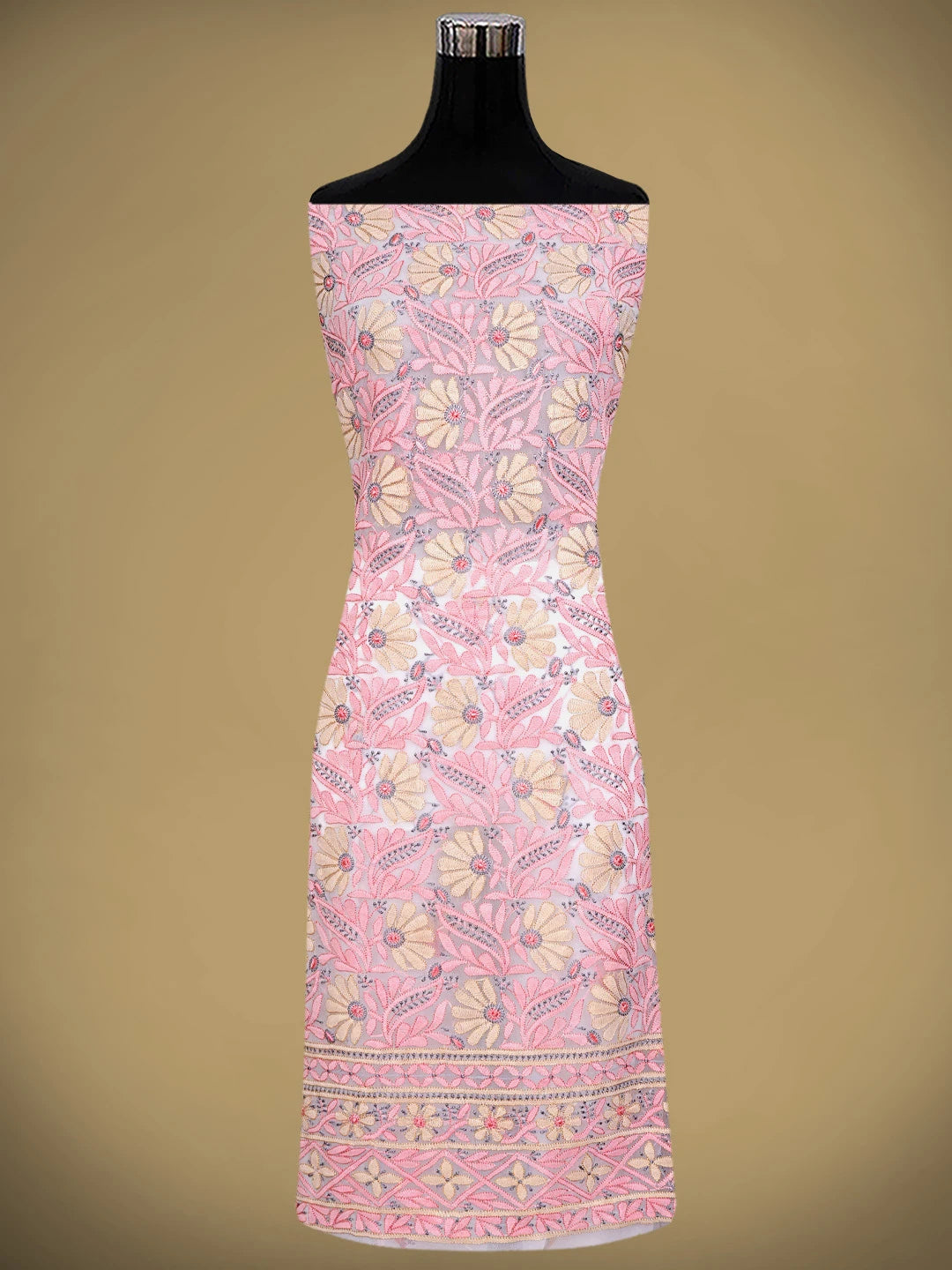 Ada Hand Embroidered White Ivory Georgette Lucknowi Chikankari Unstitched Suit Piece 01A931600