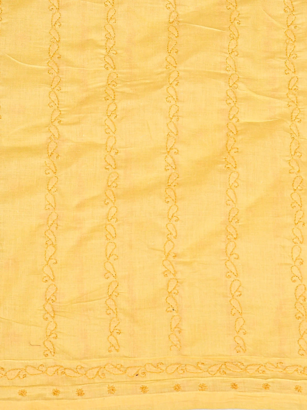 Ada Hand Embroidered Yellow Cotton Lucknowi Chikankari Unstitched Men's  Kurta 01A919631