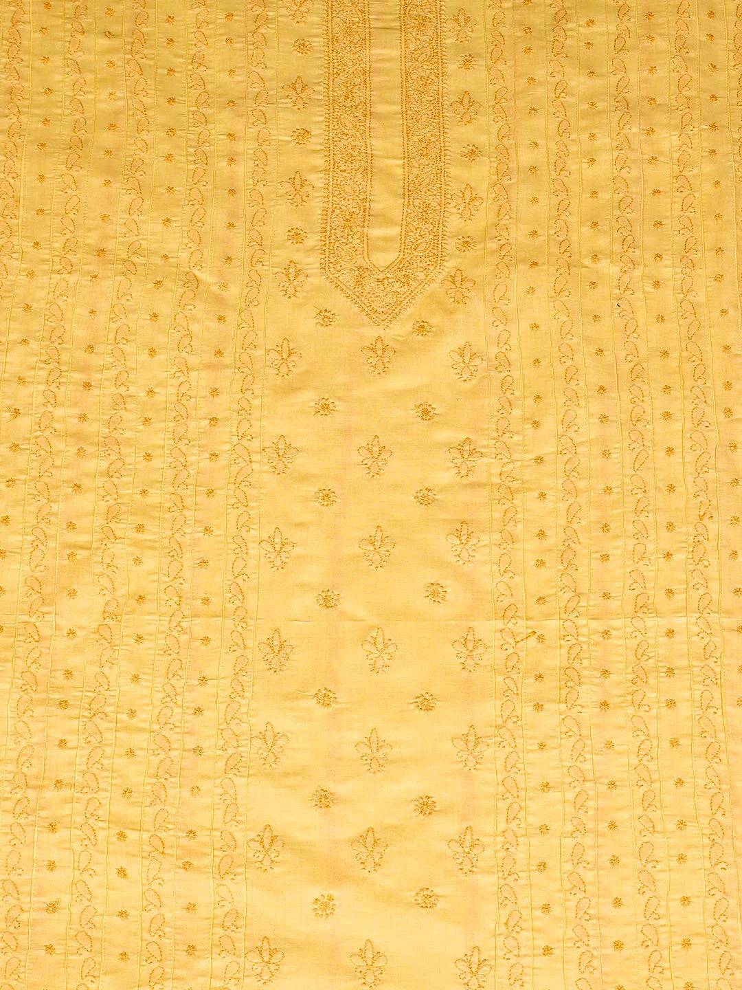 Ada Hand Embroidered Yellow Cotton Lucknowi Chikankari Unstitched Men's  Kurta 01A919631