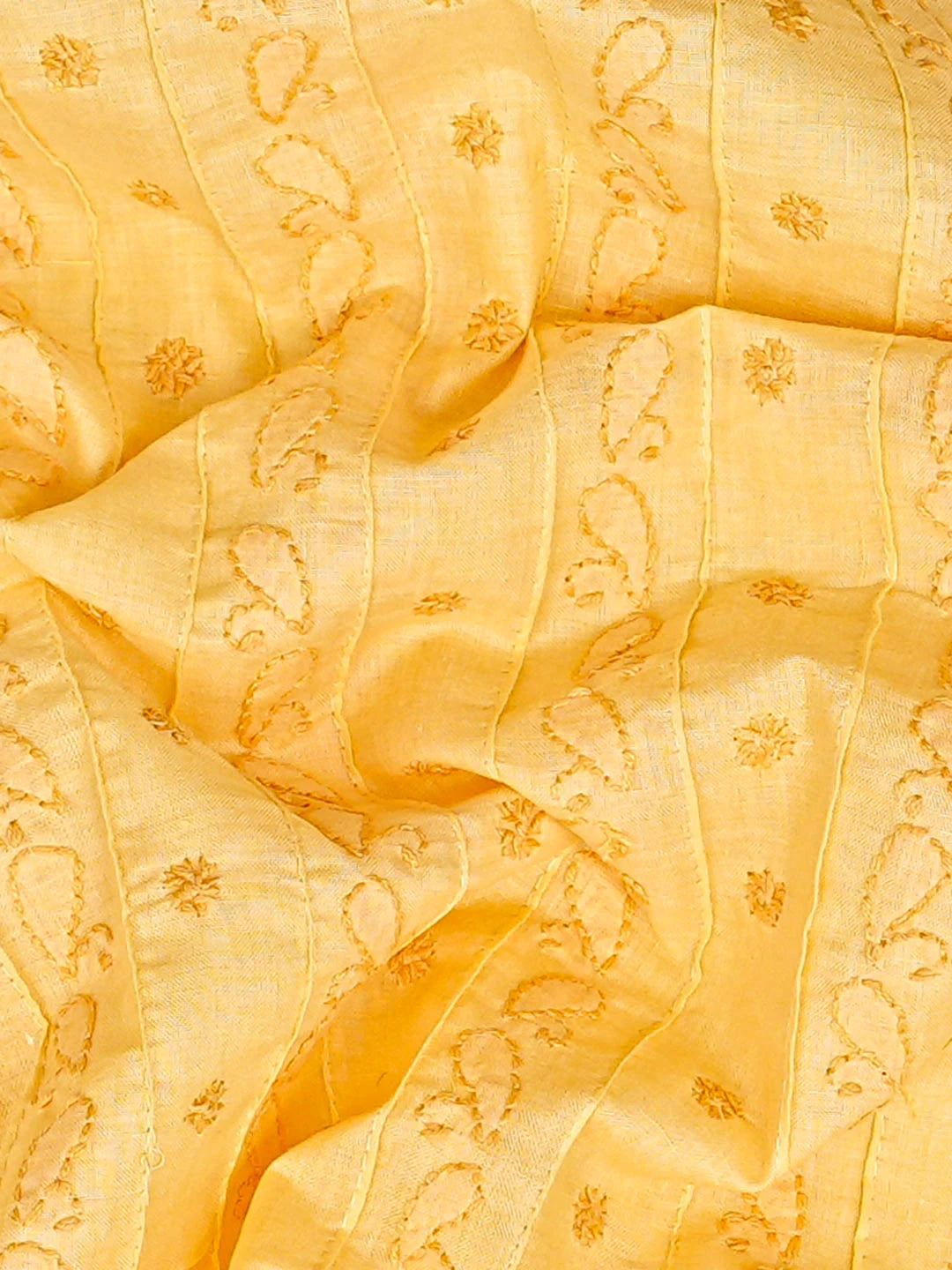 Ada Hand Embroidered Yellow Cotton Lucknowi Chikankari Unstitched Men's  Kurta 01A919631