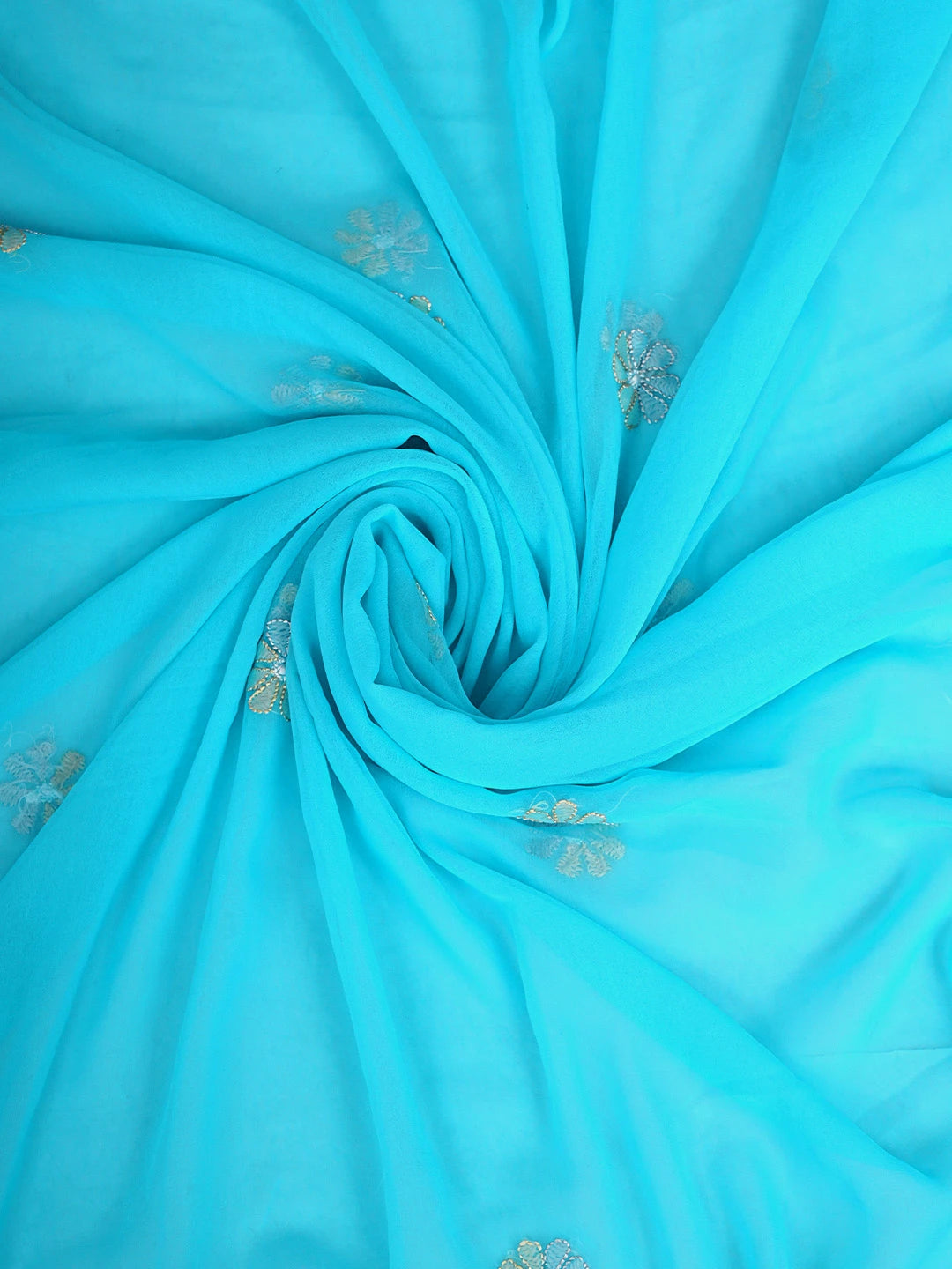 Ada Hand Embroidered Sky Surge Blue Georgette Lucknowi Chikankari Unstitched Suit Piece 01A931609