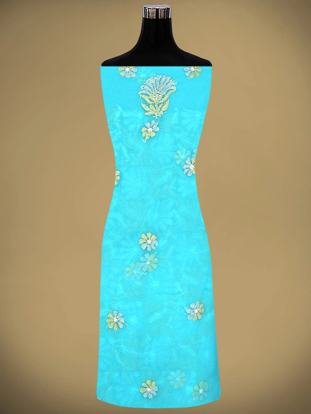 Ada Hand Embroidered Sky Surge Blue Georgette Lucknowi Chikankari Unstitched Suit Piece 01A931609