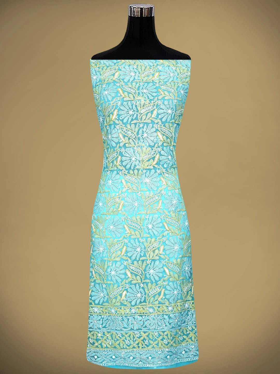 Ada Hand Embroidered Sky Surge Blue Georgette Lucknowi Chikankari Unstitched Suit Piece 01A931609
