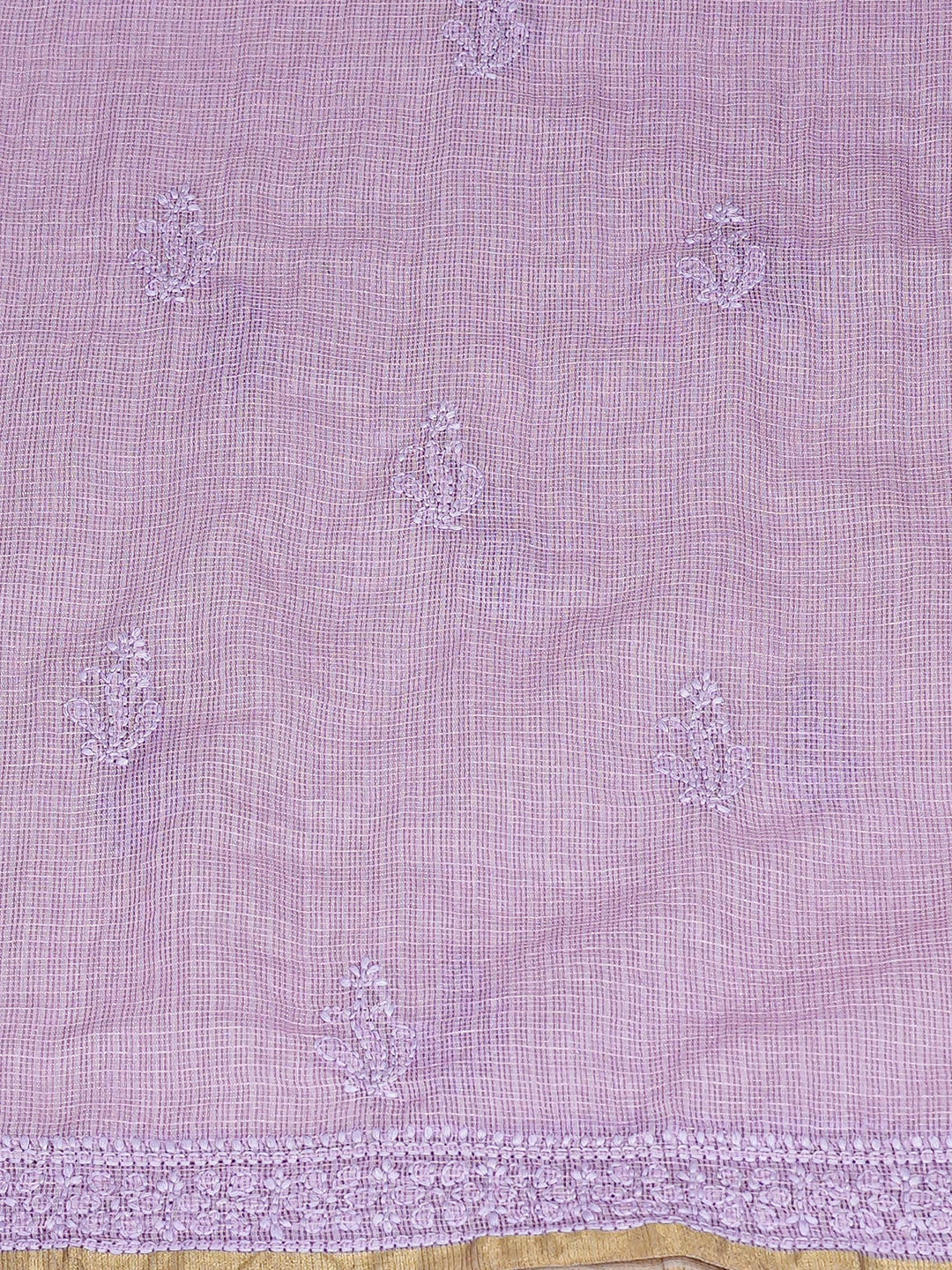 Ada Hand Embroidered Mauve Kota Chanderi Lucknowi Chikankari Unstitched Kurta Dupatta Set 01A890394