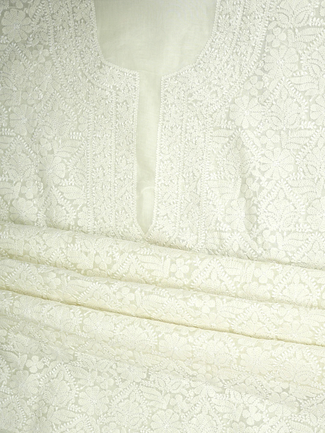 Ada Hand Embroidered Lemon Chiffon Cotton Lucknowi Chikankari Unstitched Suit Piece 01A932480