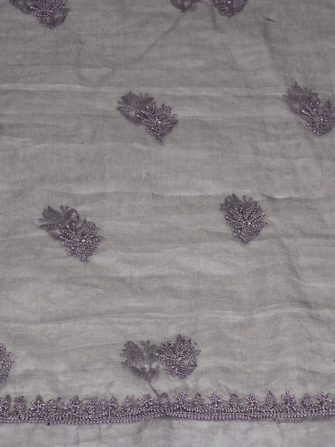 Ada Hand Embroidered Rosy Granite Organza Lucknowi Chikankari Unstitched Kurta Dupatta Set 01A907770