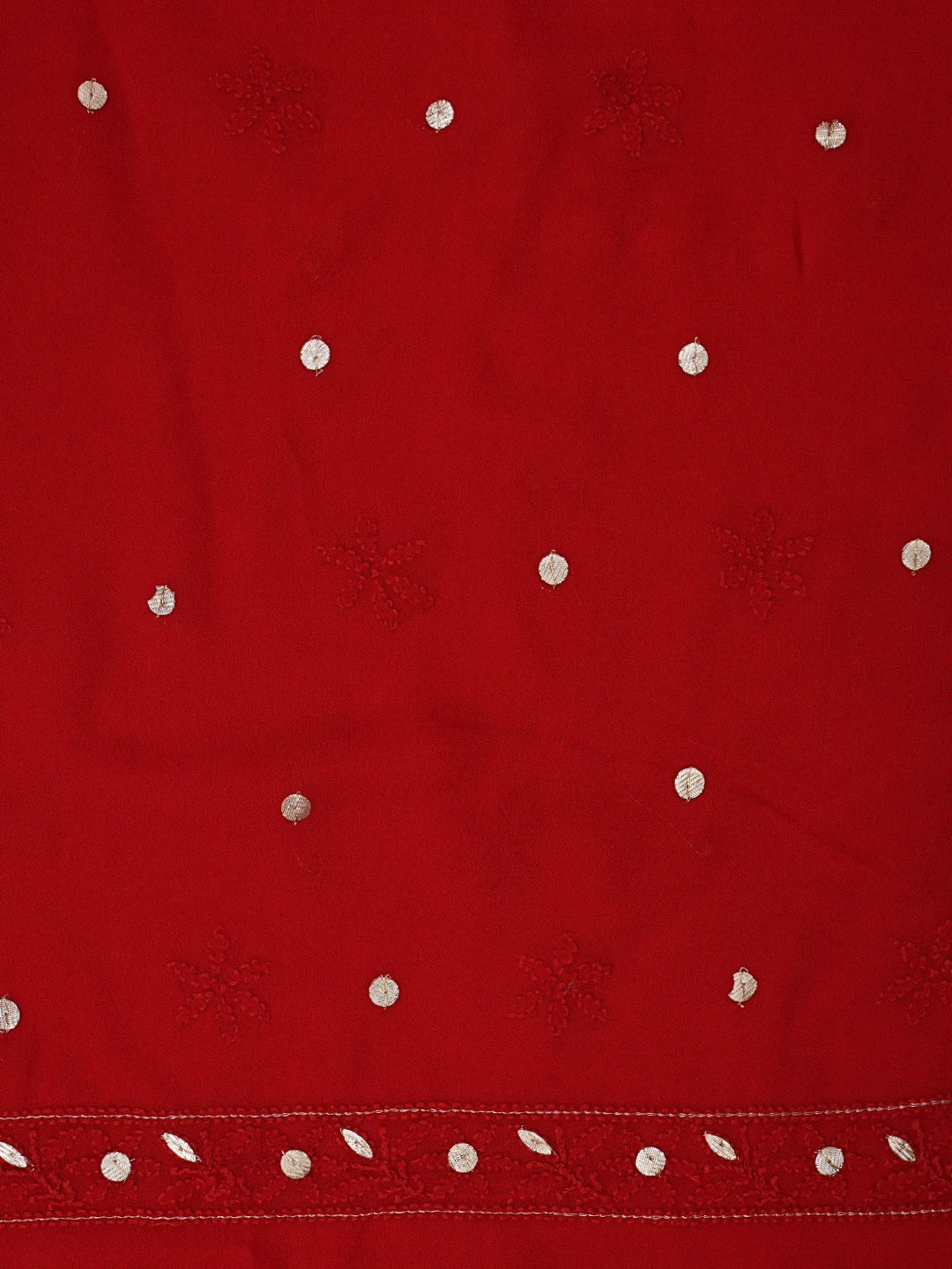 Ada Hand Embroidered Red Viscose Georgette Lucknowi Chikankari Unstitched Kurta Dupatta Set With Gota Patti Work 01A893419