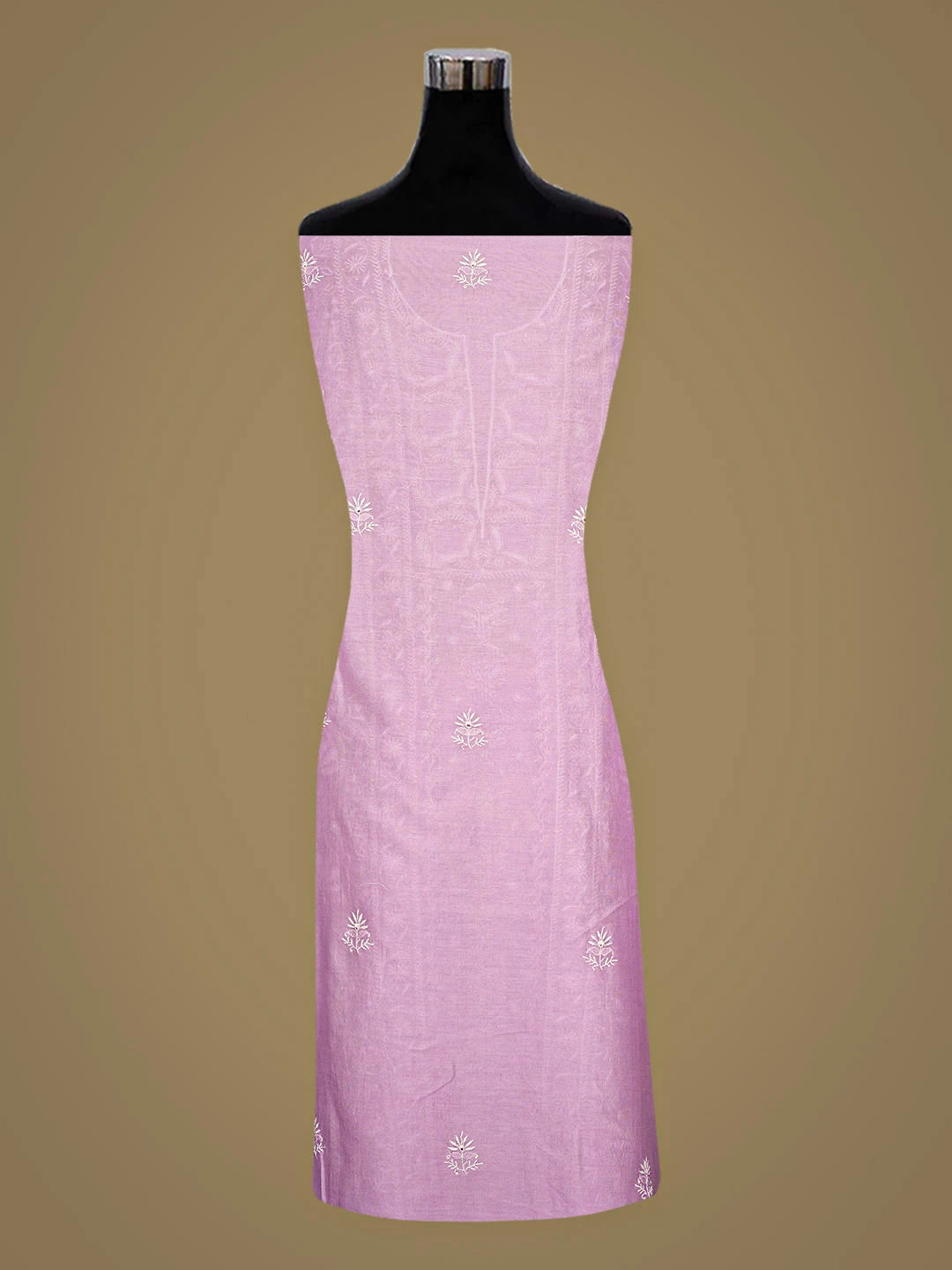 Ada Hand Embroidered Mauve Chanderi Lucknowi Chikankari Unstitched Kurta Dupatta Set 01A923335