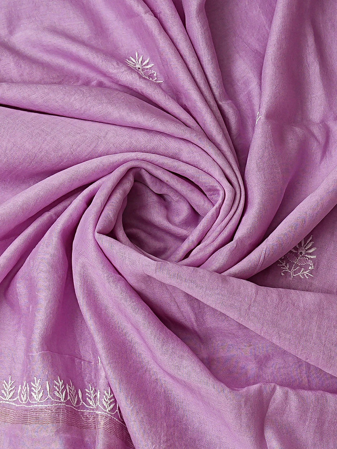 Ada Hand Embroidered Mauve Chanderi Lucknowi Chikankari Unstitched Kurta Dupatta Set 01A923335