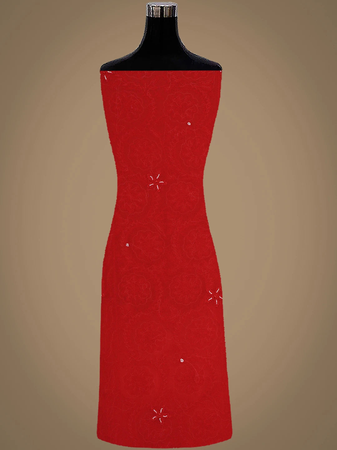 Ada Hand Embroidered Red Viscose Georgette Lucknowi Chikankari Unstitched Kurta Dupatta Set With Cutdana Work 01A850900