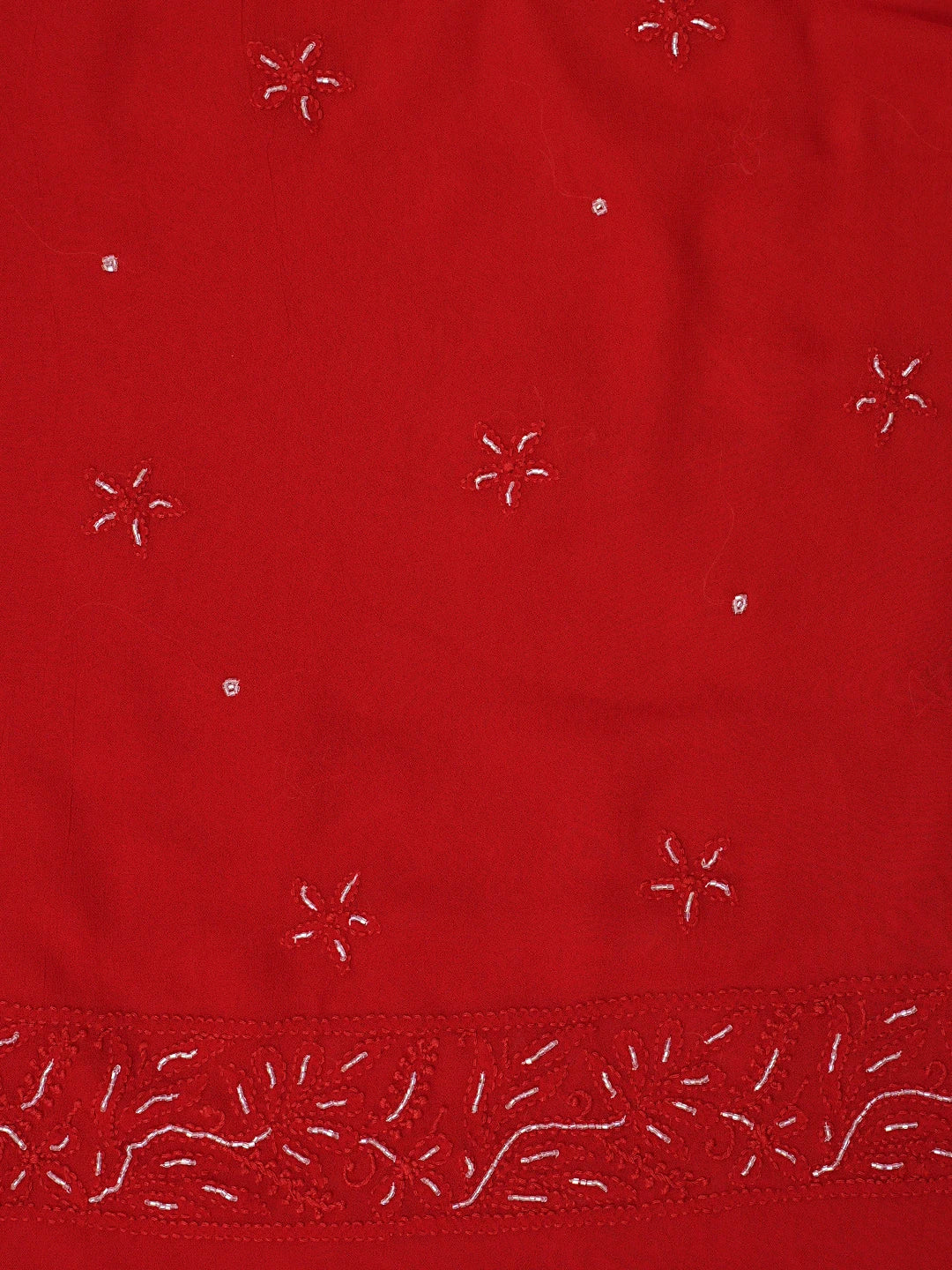 Ada Hand Embroidered Red Viscose Georgette Lucknowi Chikankari Unstitched Kurta Dupatta Set With Cutdana Work 01A850900