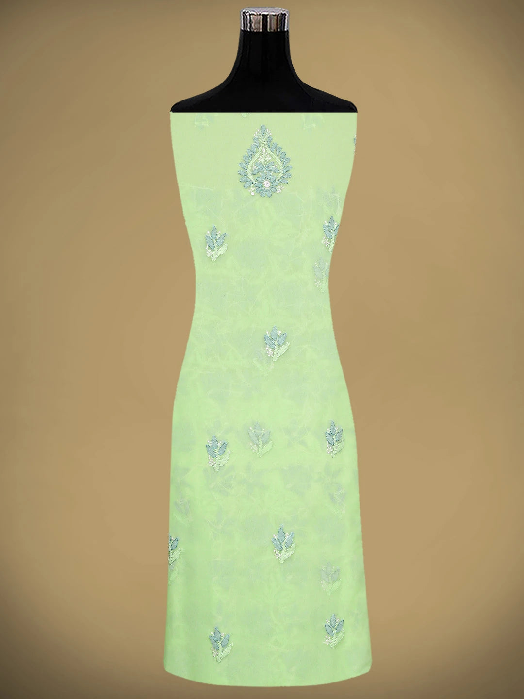 Ada Hand Embroidered Lime Green Georgette Lucknowi Chikankari Unstitched Suit Piece 01A931592