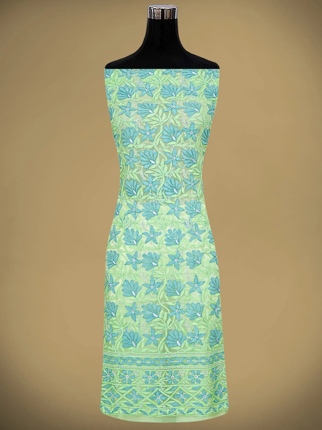 Ada Hand Embroidered Lime Green Georgette Lucknowi Chikankari Unstitched Suit Piece 01A931592