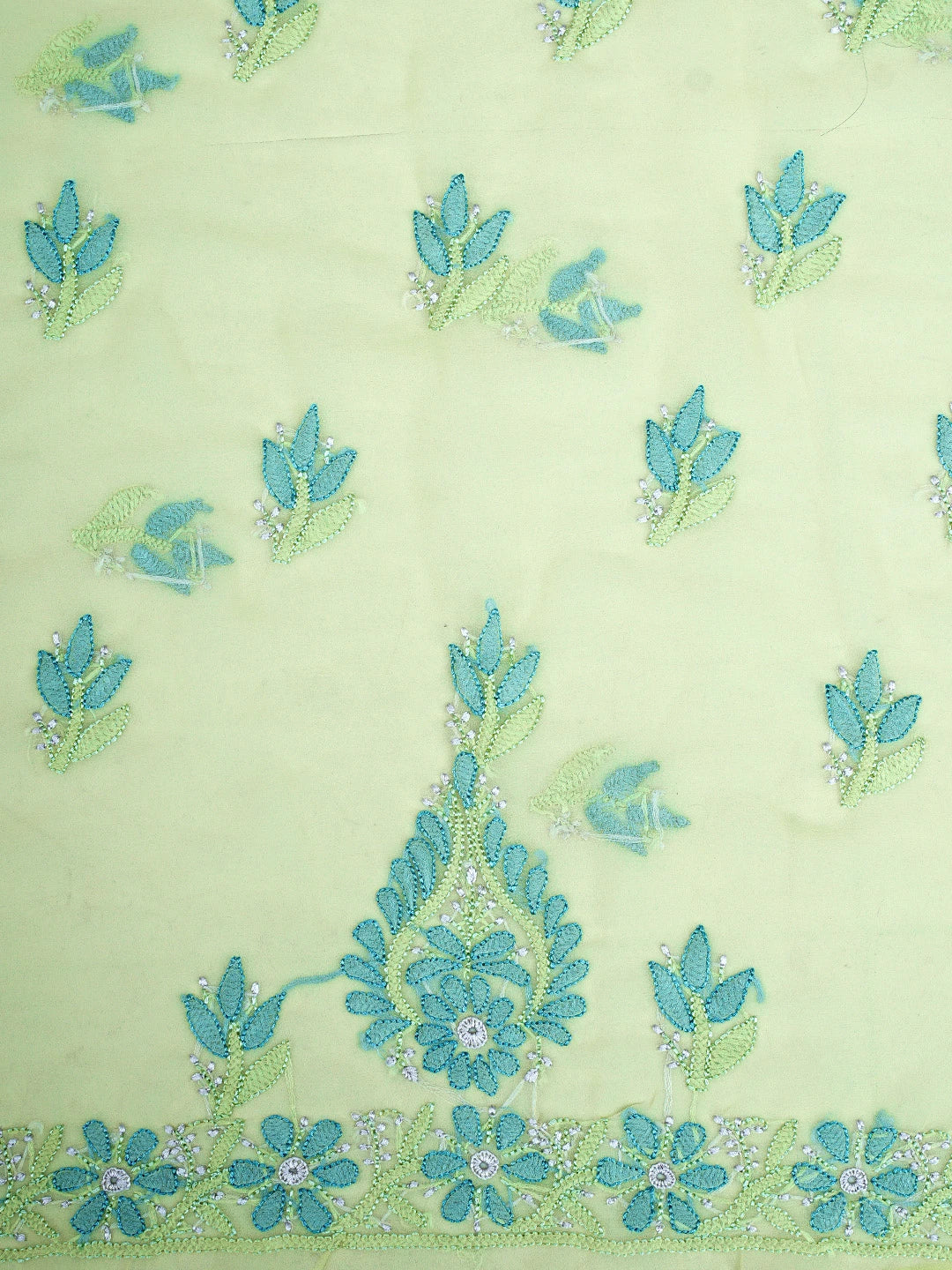 Ada Hand Embroidered Lime Green Georgette Lucknowi Chikankari Unstitched Suit Piece 01A931592