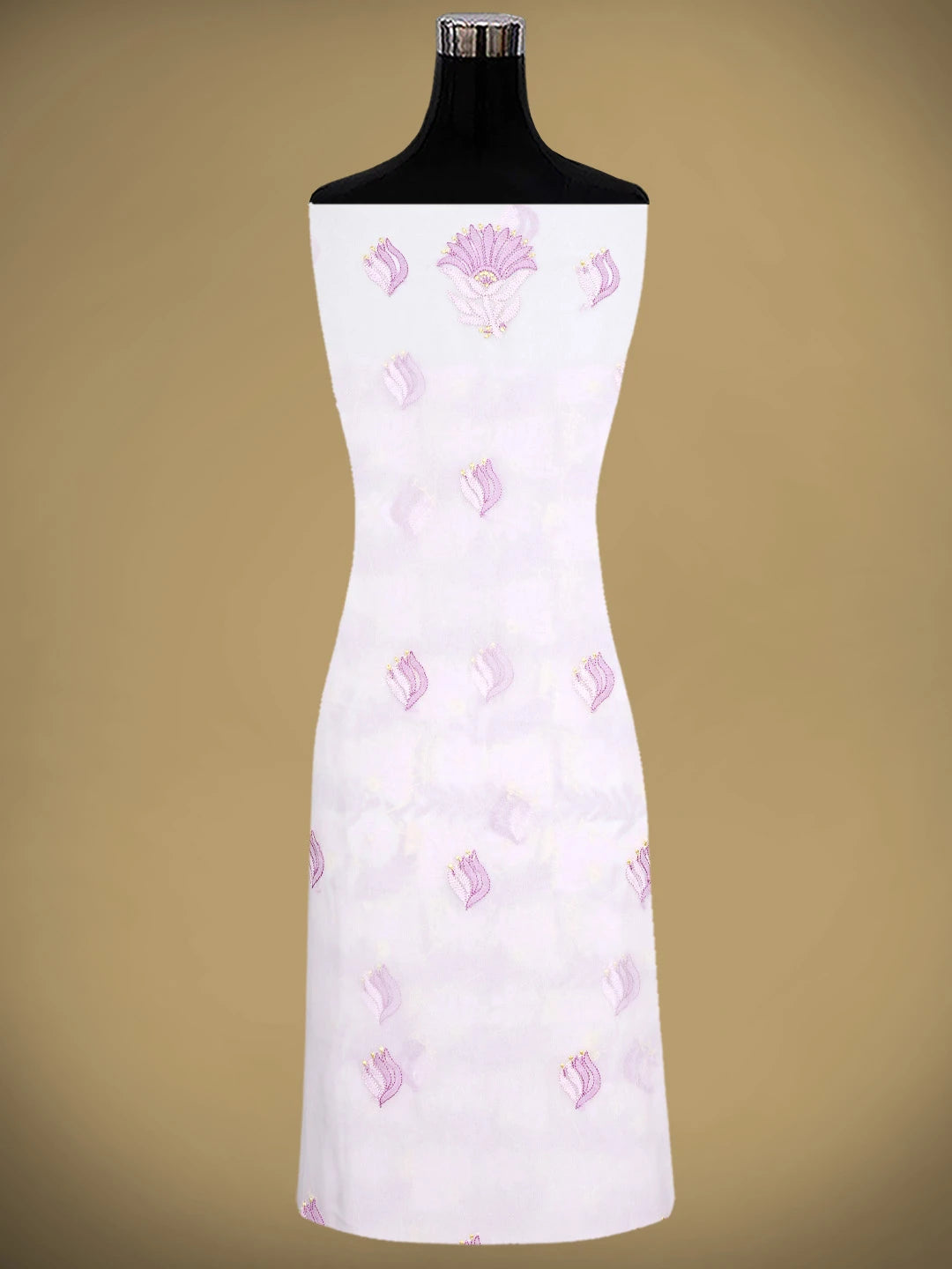 Ada Hand Embroidered White Parchment Faux Georgette Lucknowi Chikankari Unstitched Suit Piece 01A931601