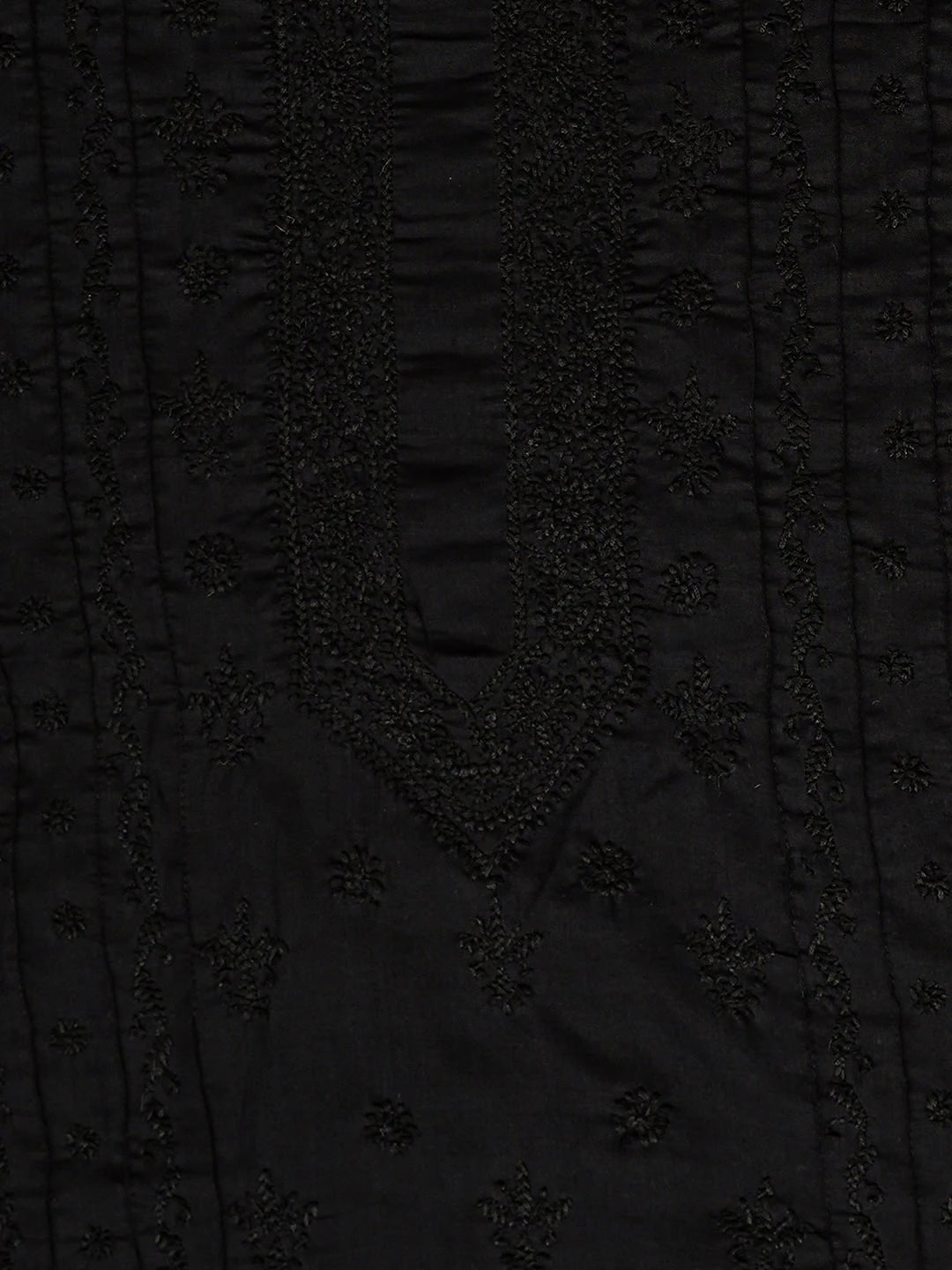 Ada Hand Embroidered Black Cotton Lucknowi Chikankari Unstitched Men's Kurta 01A919628