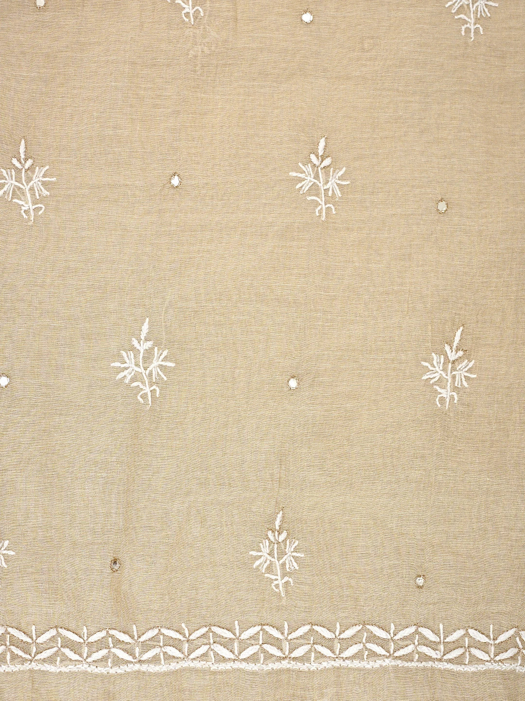 Ada Hand Embroidered Fawn Tissue Lucknowi Chikankari Unstitched Kurta Dupatta Set With Cutdana Work 01A932009