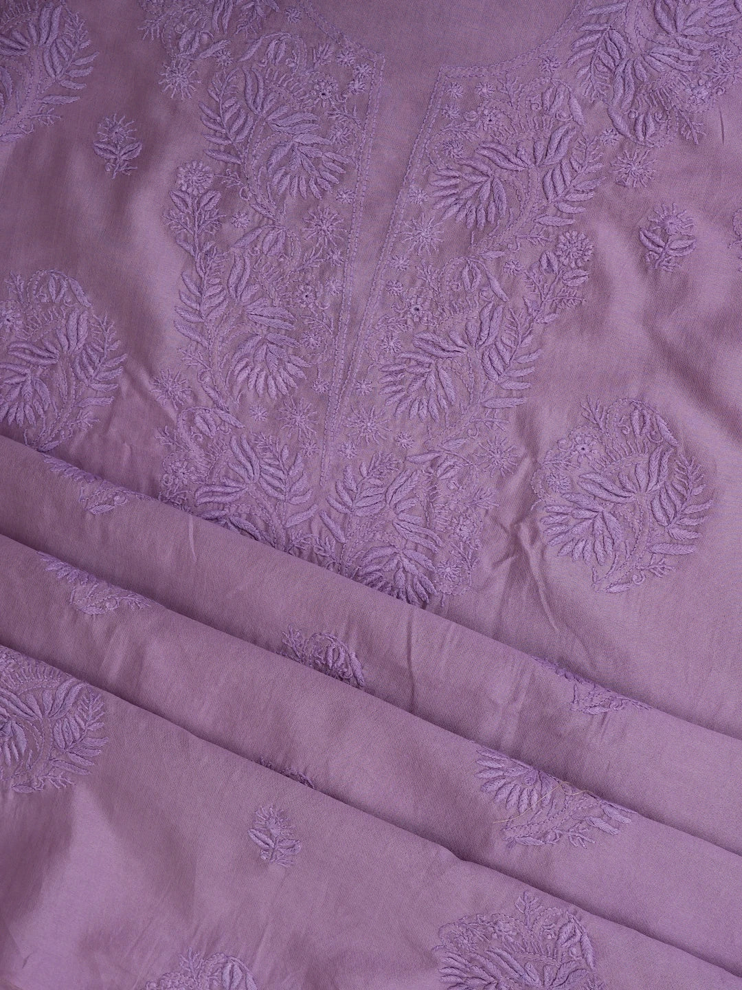 Ada Hand Embroidered Mauve Chanderi Lucknowi Chikankari Kurta Dupatta Set 01A932535