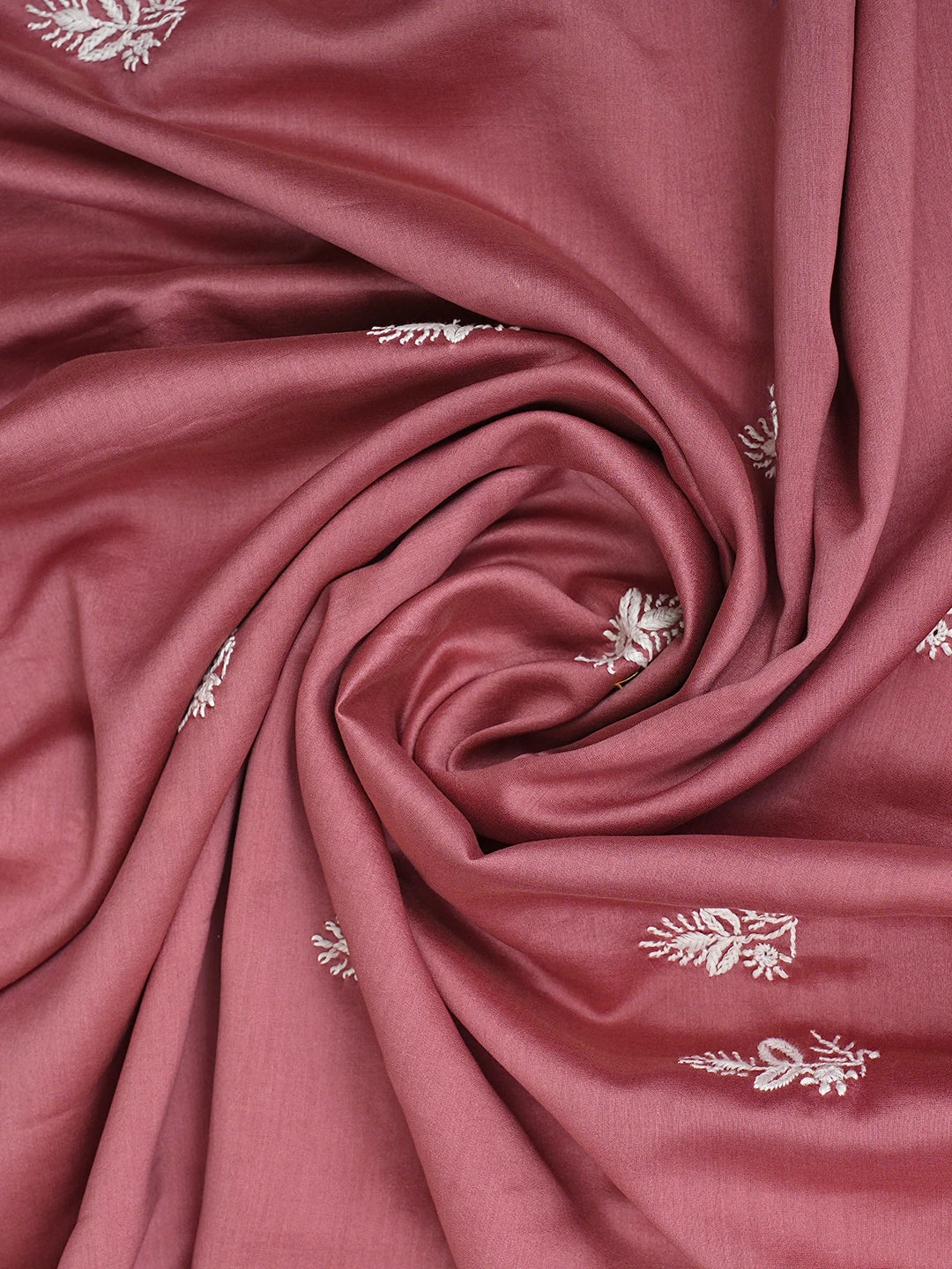 Ada Hand Embroidered Dusty Peach Chanderi Lucknowi Chikankari Unstitched Kurta Dupatta Set 01A932540