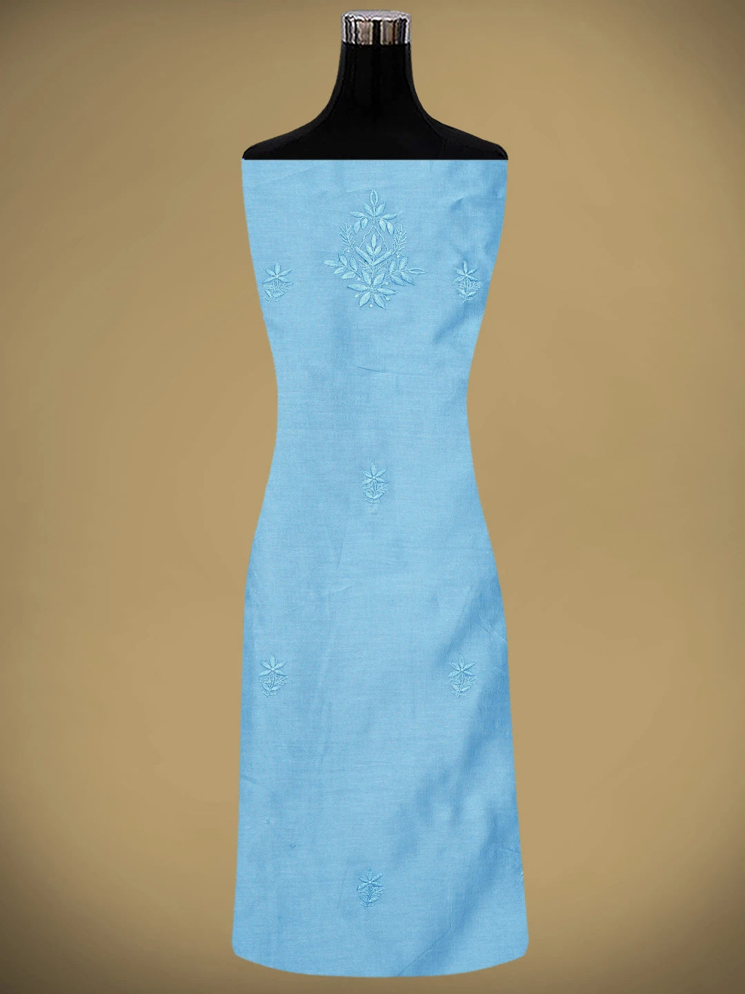 Ada Hand Embroidered Steel Blue Chanderi Lucknowi Chikankari Unstitched Kurta Dupatta Set 01A932533