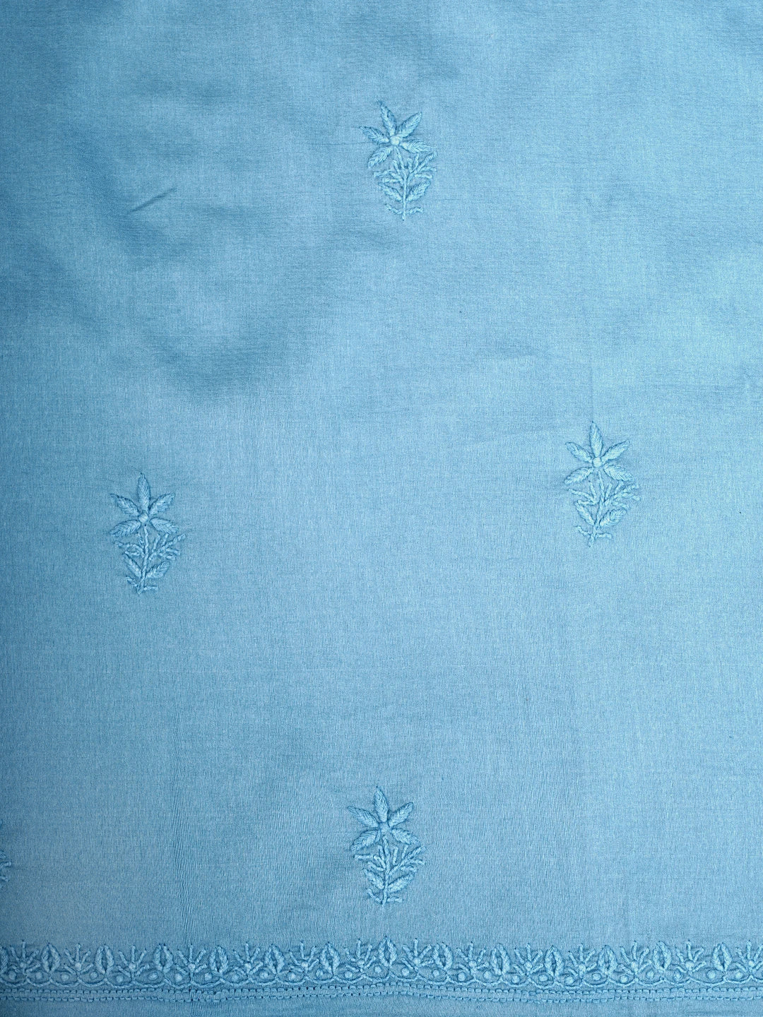 Ada Hand Embroidered Steel Blue Chanderi Lucknowi Chikankari Unstitched Kurta Dupatta Set 01A932533