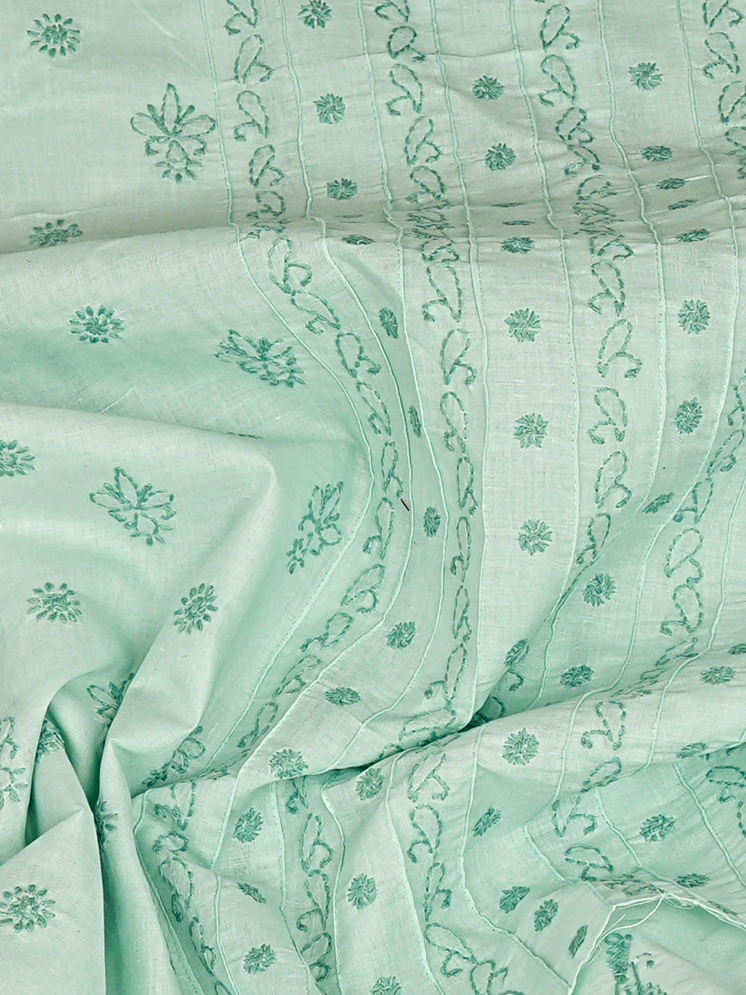Ada Hand Embroidered Sea Green Cotton Lucknowi Chikankari Unstitched Men's Kurta 01A919634