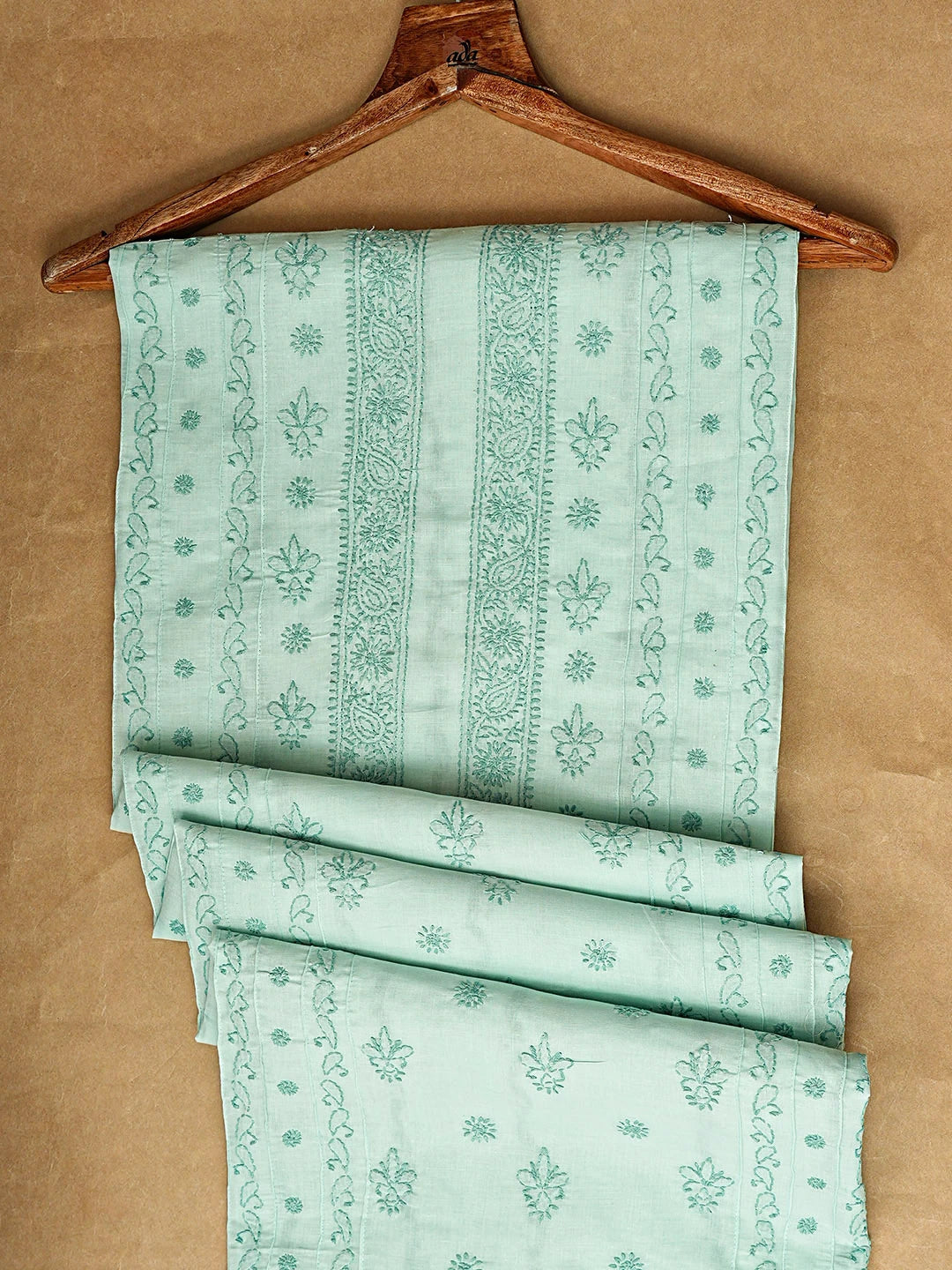 Ada Hand Embroidered Sea Green Cotton Lucknowi Chikankari Unstitched Men's Kurta 01A919634