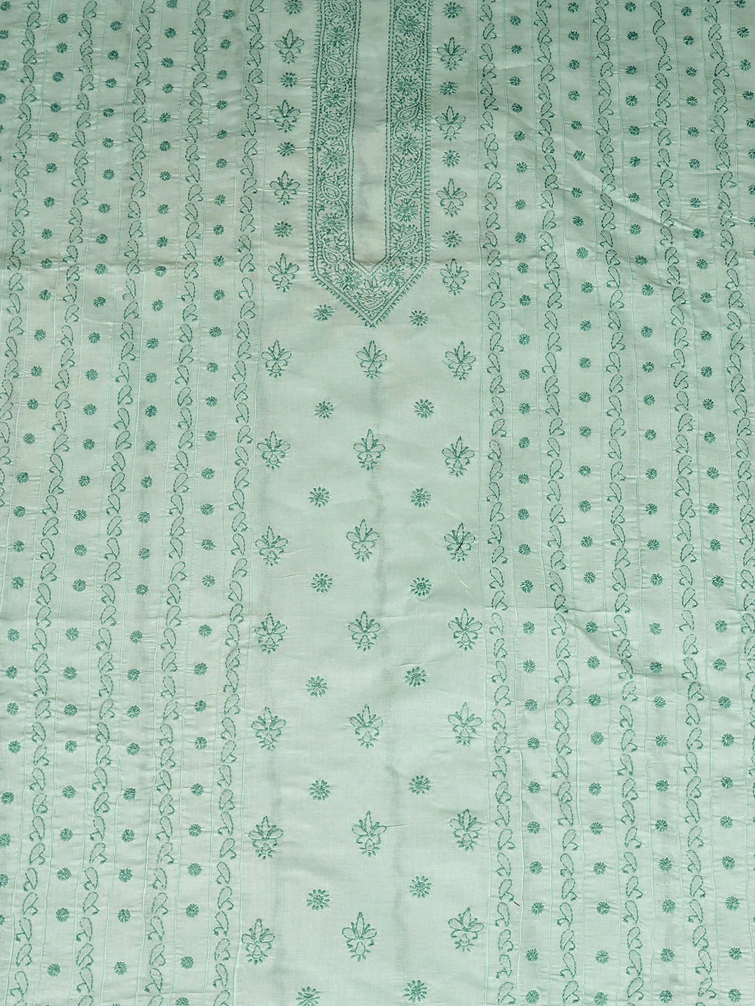 Ada Hand Embroidered Sea Green Cotton Lucknowi Chikankari Unstitched Men's Kurta 01A919634
