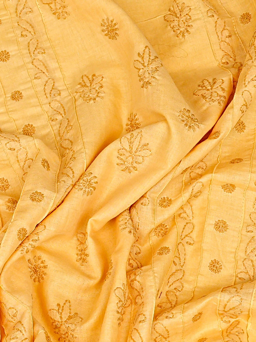 Ada Hand Embroidered Yellow Cotton Lucknowi Chikankari Unstitched Men's Kurta 01A919630