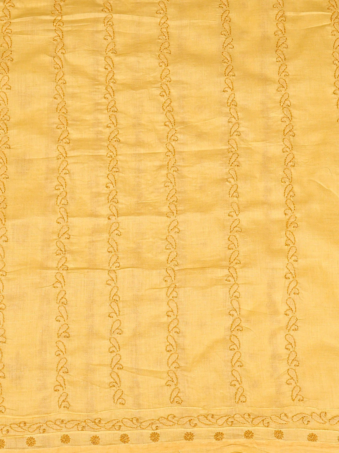 Ada Hand Embroidered Yellow Cotton Lucknowi Chikankari Unstitched Men's Kurta 01A919630
